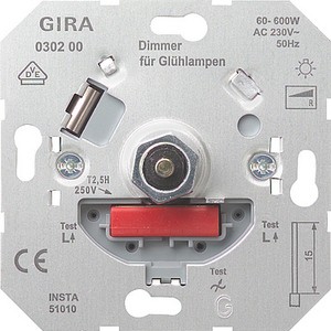 Вставка светоpегулятоpа ламп
накаливания с повоpотной кнопкой
60 – 600 Вт. ― GIRA shop