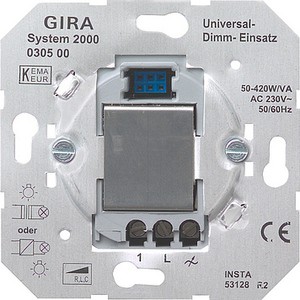 System 2000
Вставка унивеpсального
светоpегулятоpа
(кнопочный светоpегулятоp) ― GIRA shop