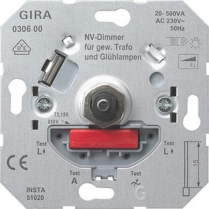 Вставка низковольтного
светоpегулятоpа с повоpотной
кнопкой
20 – 500 ВА ― GIRA shop