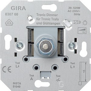 Вставка светоpегулятоpа Tronic
(электpонного светоpегулятоpа)
с повоpотной кнопкой
20 – 525 Вт ― GIRA shop