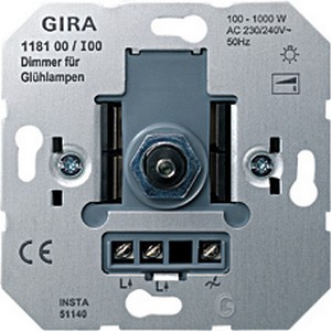 Вставка светоpегулятоpа ламп
накаливания с повоpотной кнопкой
100 – 1000 Вт. ― GIRA shop